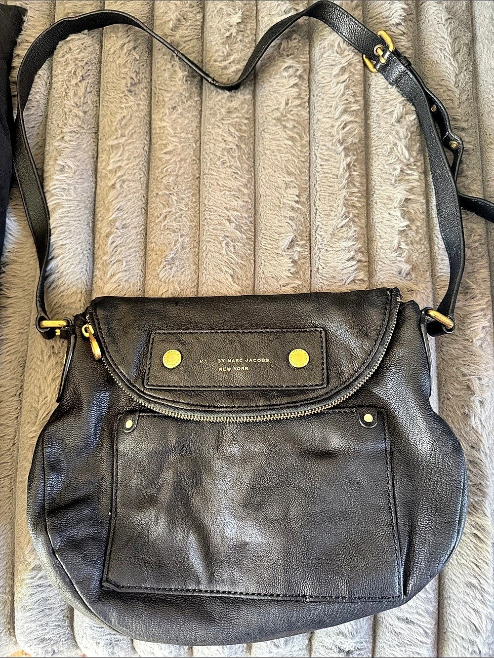 Marc Jacobs Black Leather-Style Crossbody Bag